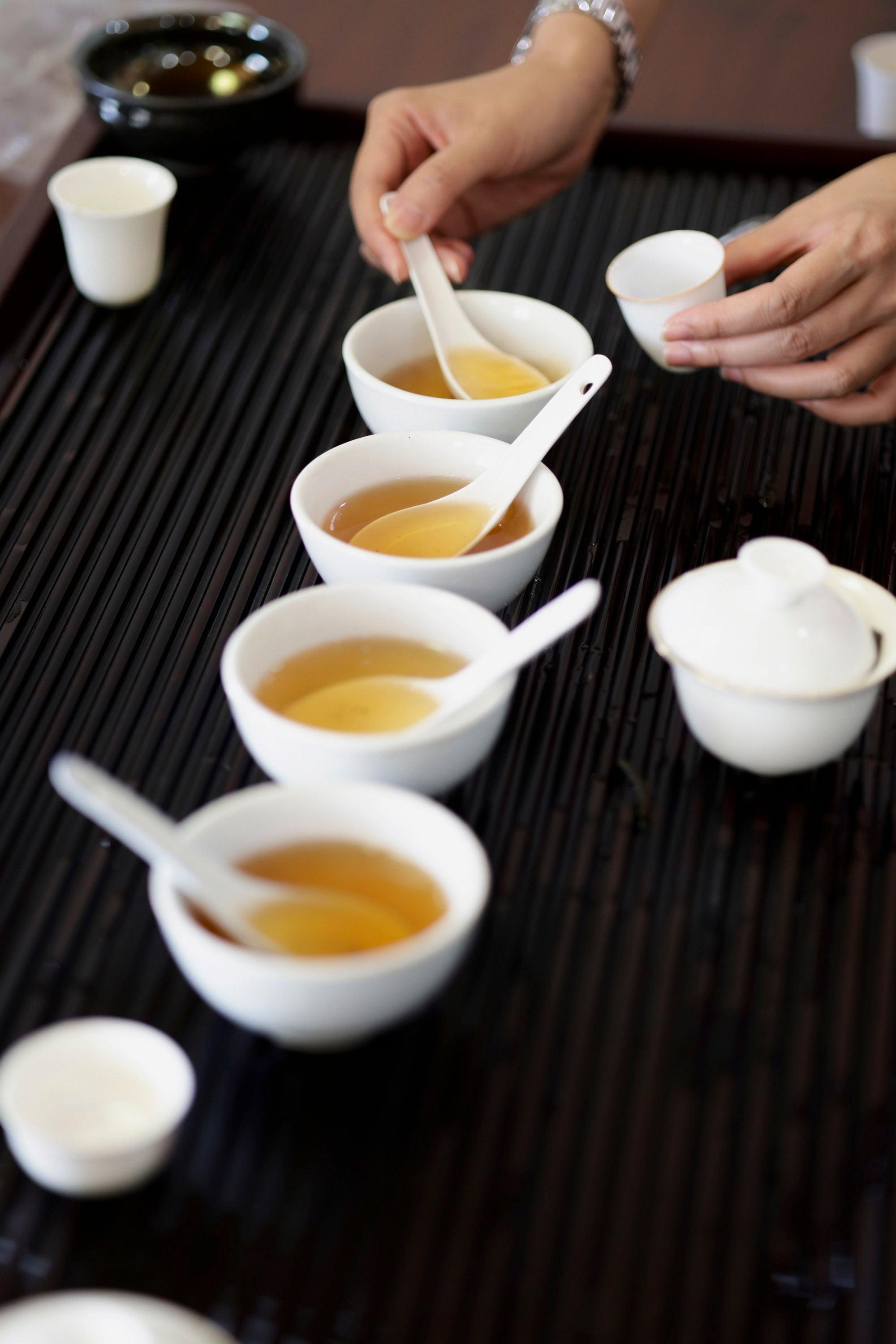 A professional Fujian tea tasting evaluation of Wuyi Yancha wulong in Gongfu Cha style.