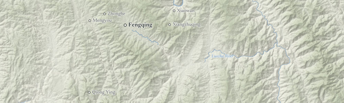 Terrain map strip of the fengqing 135 tea area with the places we work with
